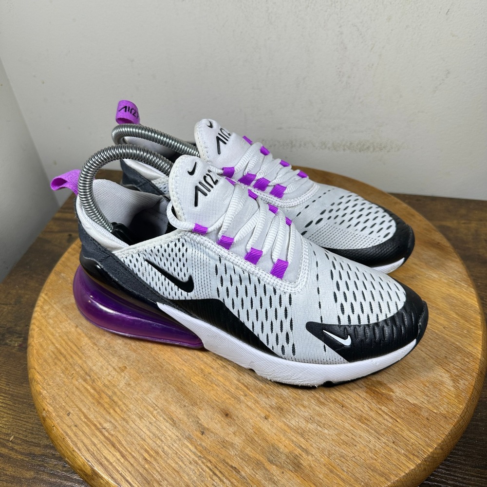 Nike Air Max 270 Womens 7.5 White Black Purple AH6789-113 Sneakers